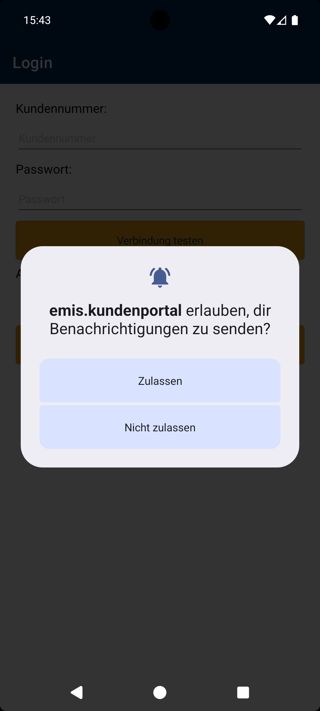 Abfrage beim ersten Start