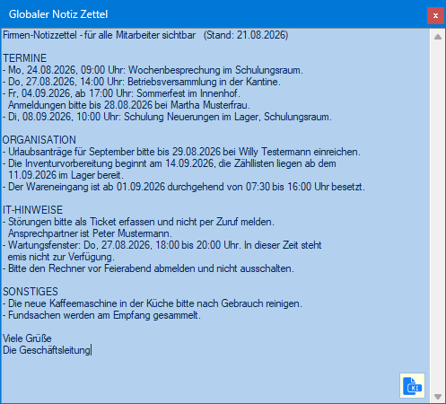 Globaler Notiz Zettel