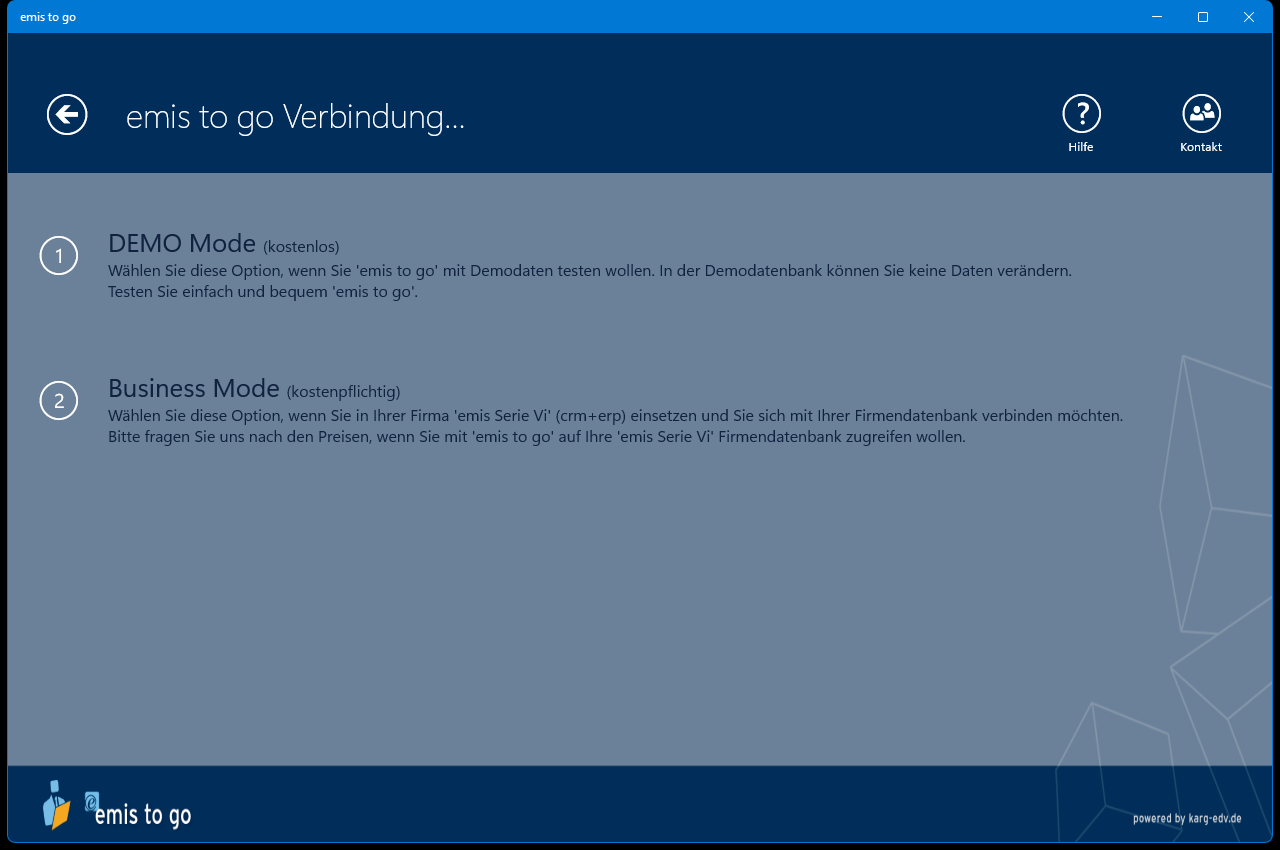 Verbindungsart wählen