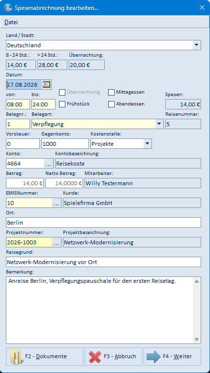 Beleg bearbeiten