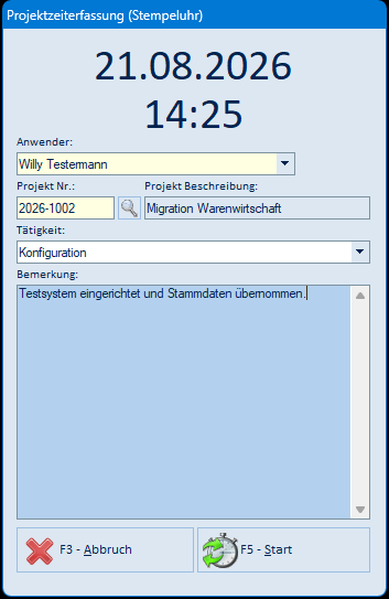 Projekt erfassen