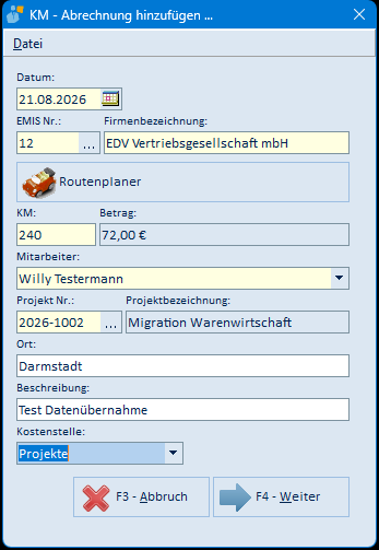 Fahrt hinzufügen