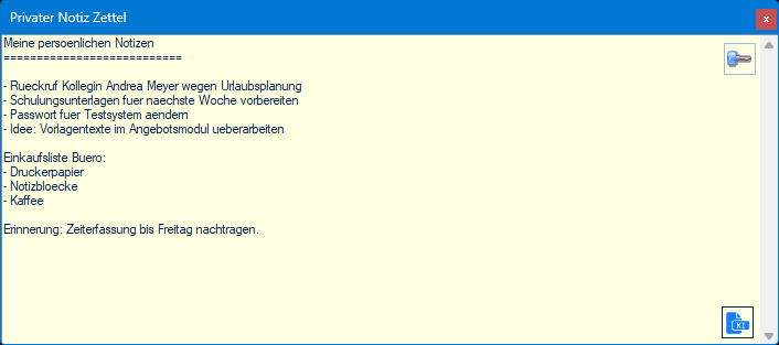 Der Notizzettel mit der emis.ki-Schaltfläche
