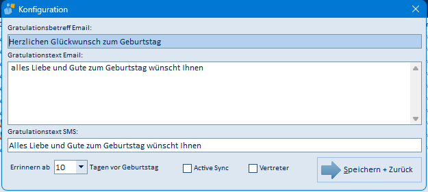 Konfiguration der Geburtstagserinnerung
