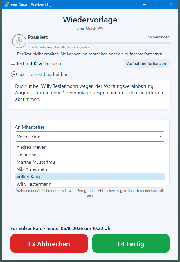 Auswahl An Mitarbeiter