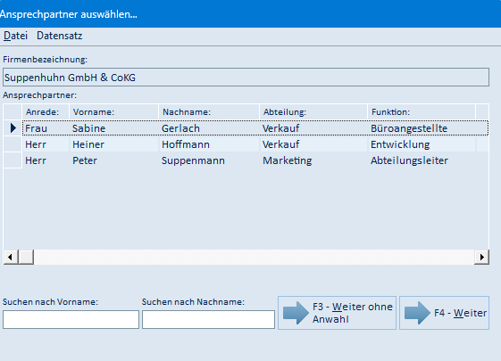 Ansprechpartner auswählen