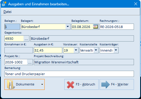 Eintrag ändern