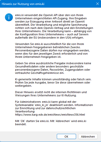 Hinweis zur Nutzung von emis.ki