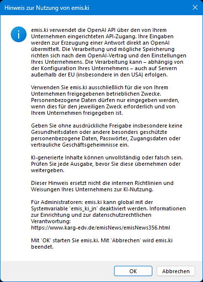Hinweis zur Nutzung von emis.ki