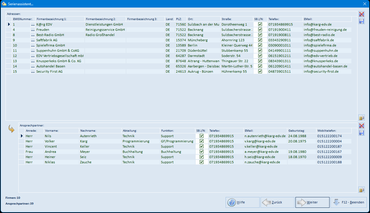 Adressen und Ansprechpartner