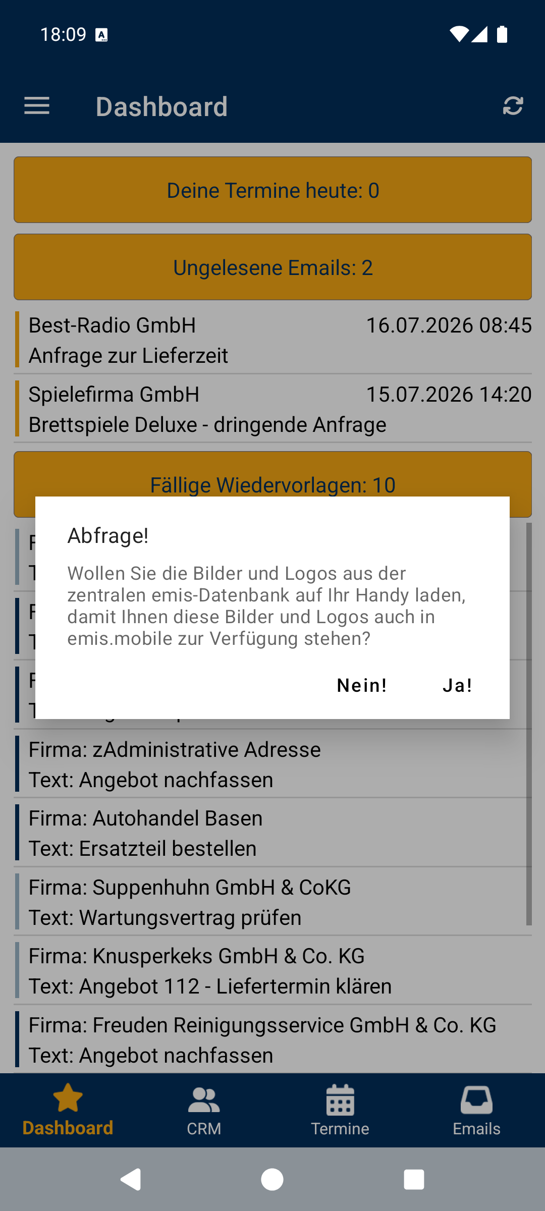 Bilder laden – Rückfrage