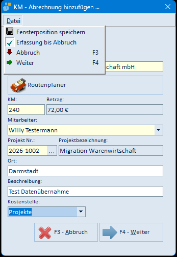 Menü Datei im Hinzufügen-Fenster