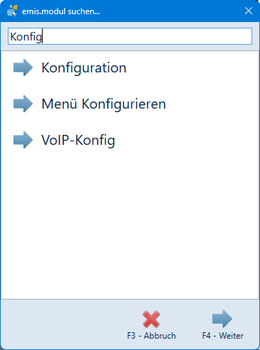 Modul über die Suche starten