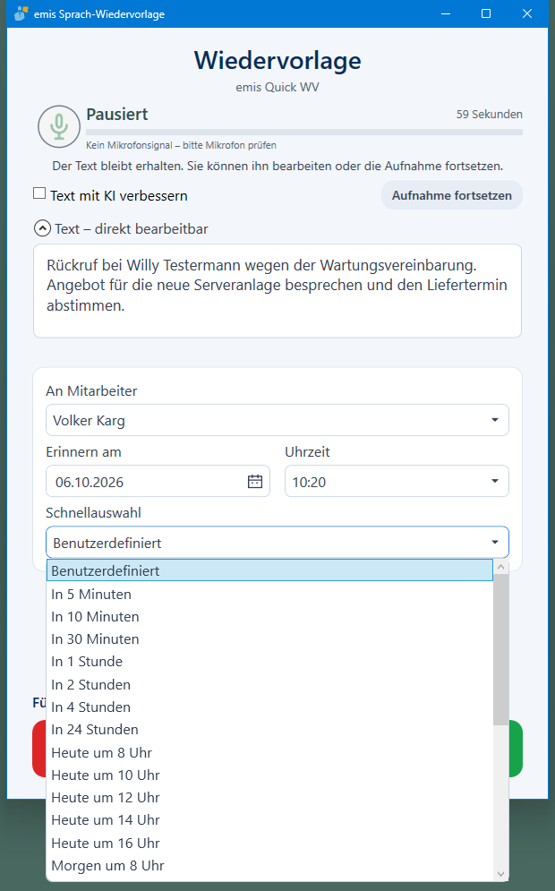 Schnellauswahl