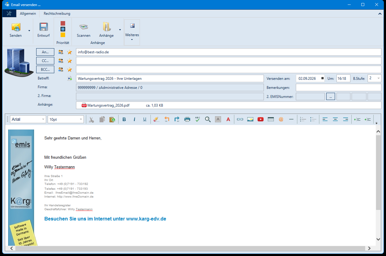 Email versenden