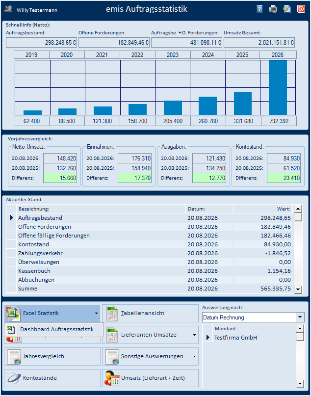 Klappmenü Excel Statistik