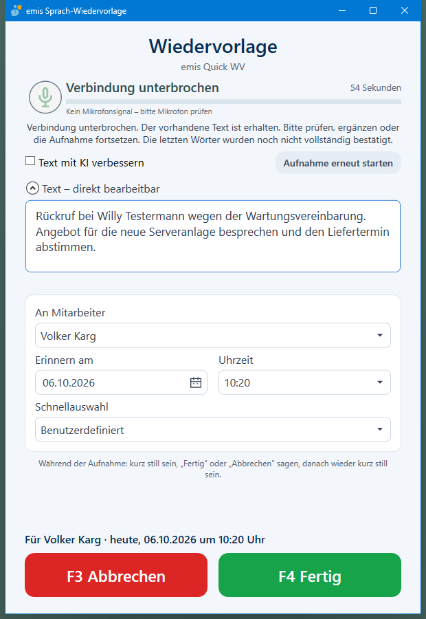 Verbindung unterbrochen
