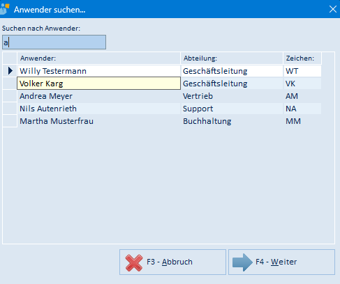 Anwender suchen