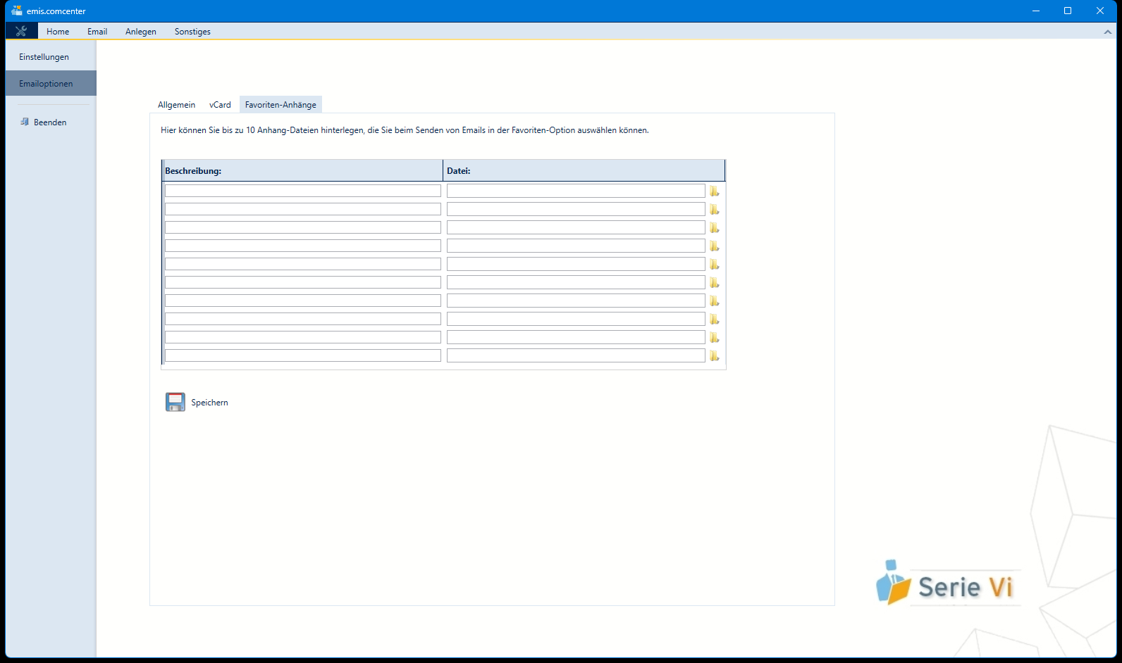 Emailoptionen Favoriten
