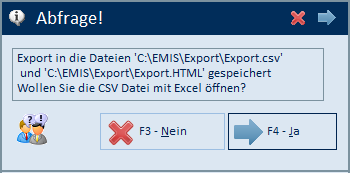 Meldung nach dem Export