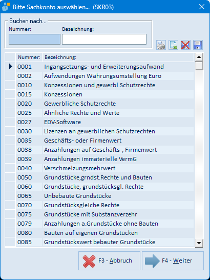 Sachkontoauswahl