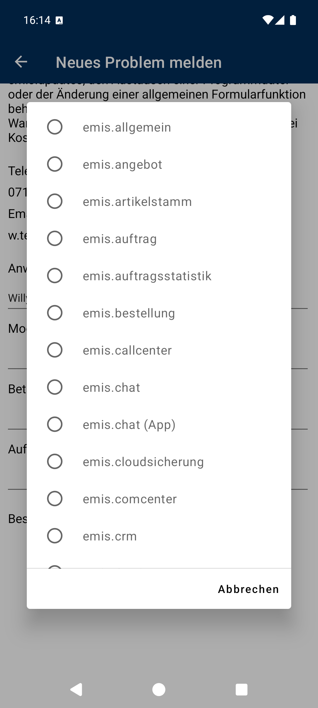 Modul auswählen