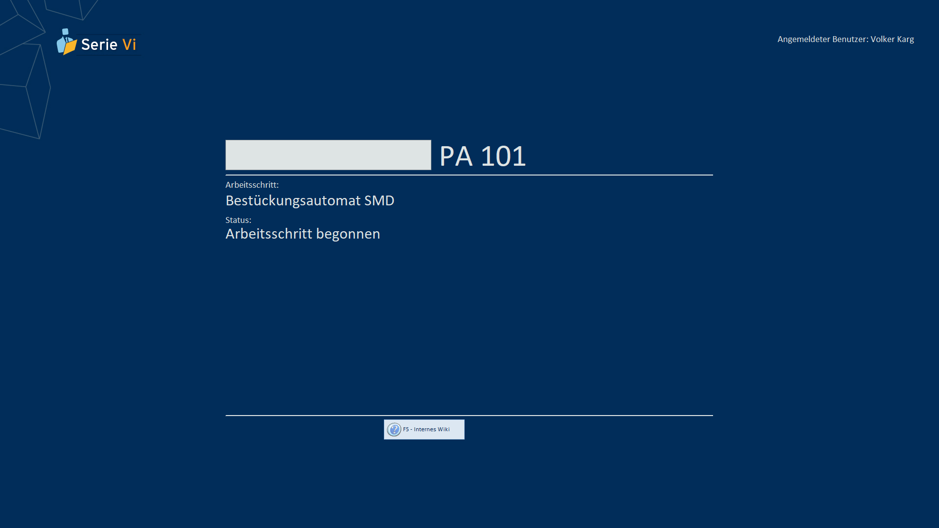Arbeitsschritt begonnen