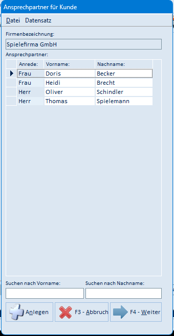 Ansprechpartner auswählen