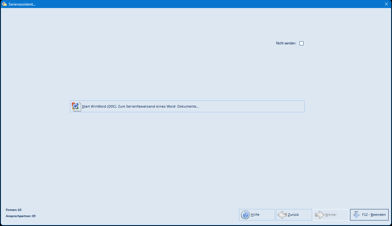 Serienfax – Start