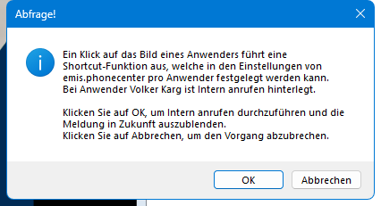 Hinweis auf die Shortcut-Funktion