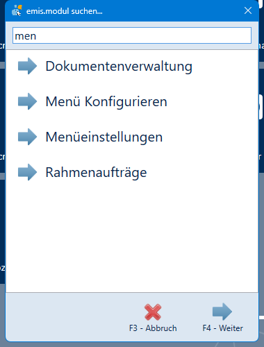 Modulsuche mit Treffern