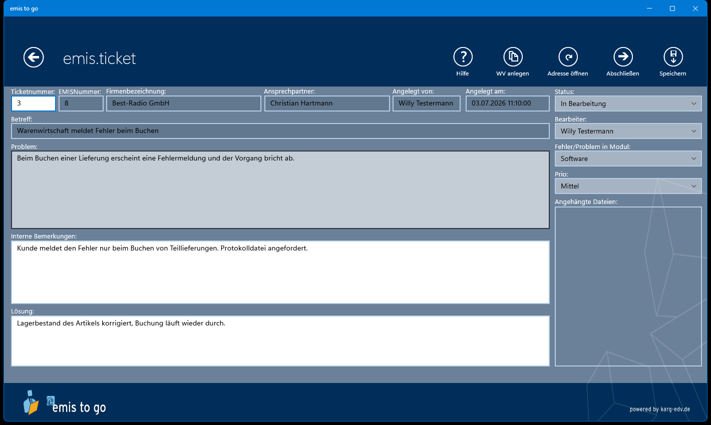 Ticket bearbeiten