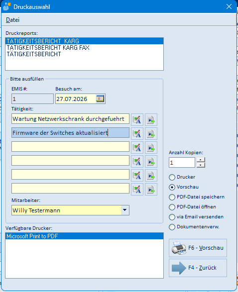 Service-Reports erstellen