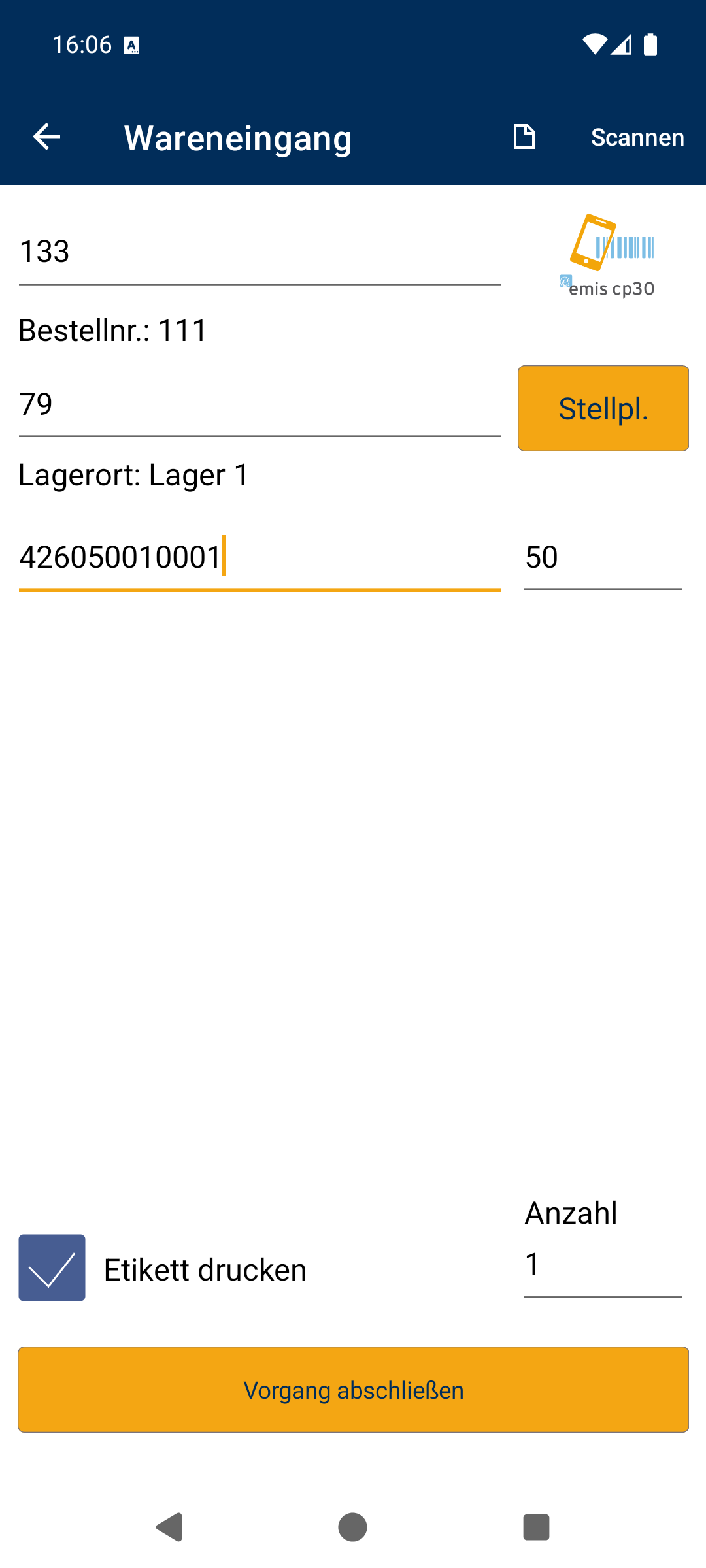 Wareneingang erfassen