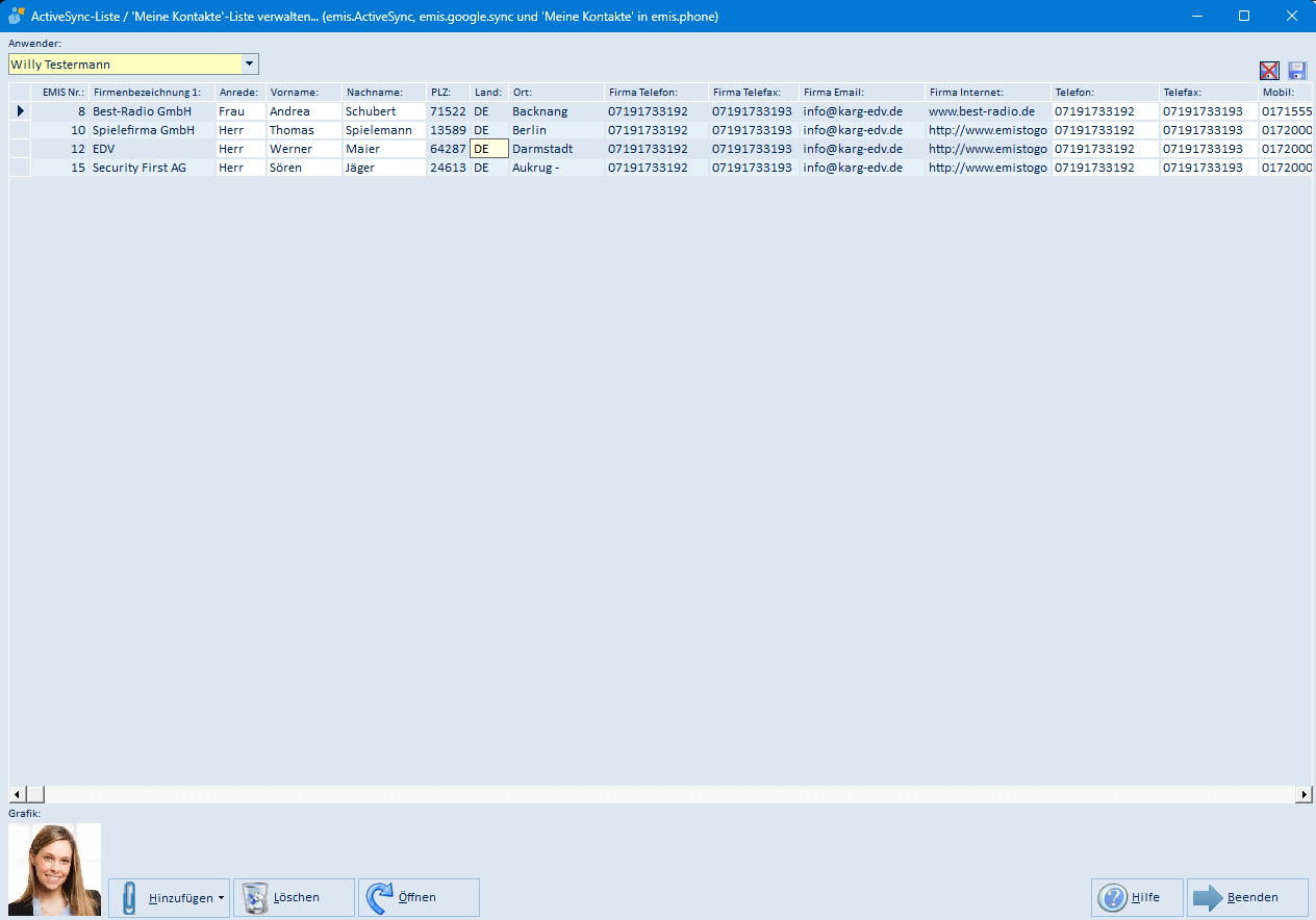 ActiveSync-Liste verwalten