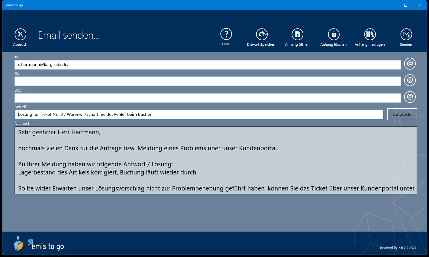 Lösungs-E-Mail