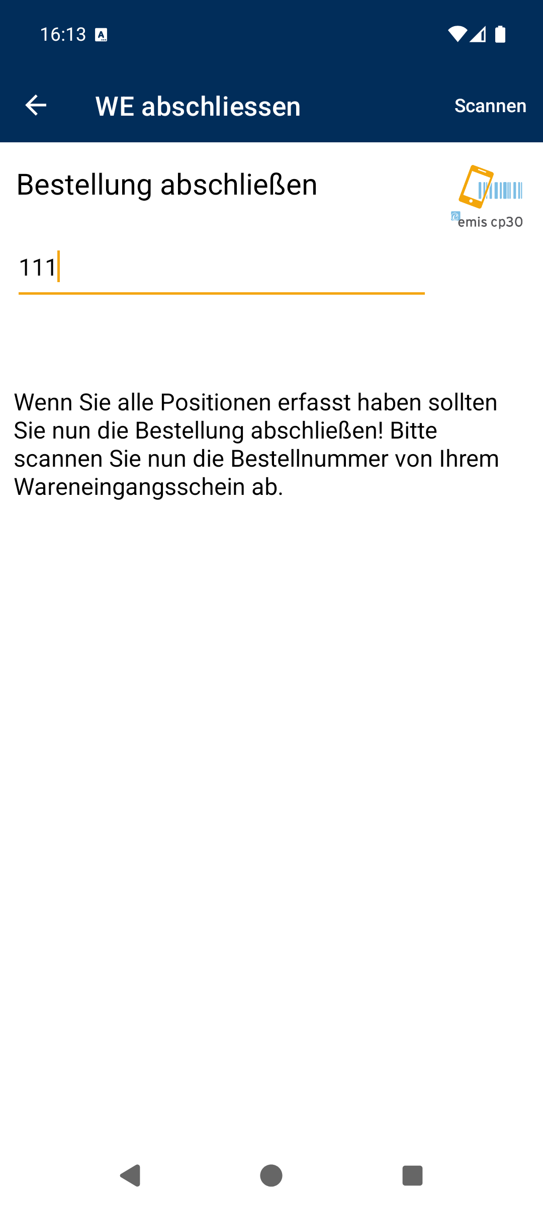 Wareneingang abschließen