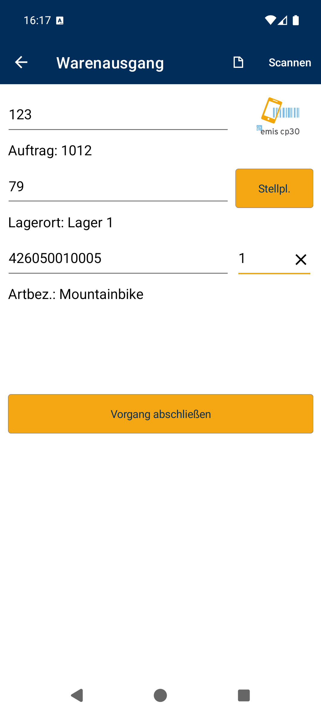 Warenausgang erfassen