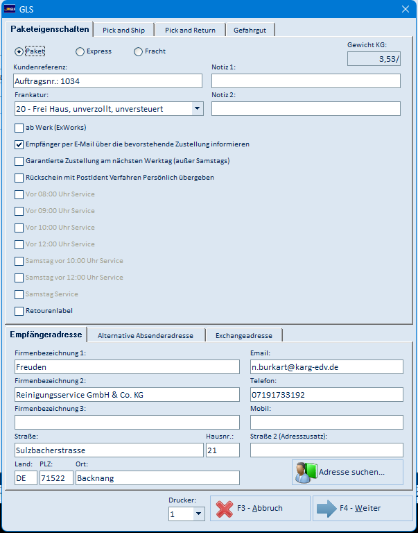 GLS WebService