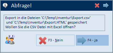 Meldung nach dem Export