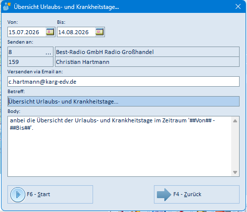 Übersicht Urlaubs- und Krankheitstage