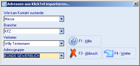 Adressen aus KlickTel importieren