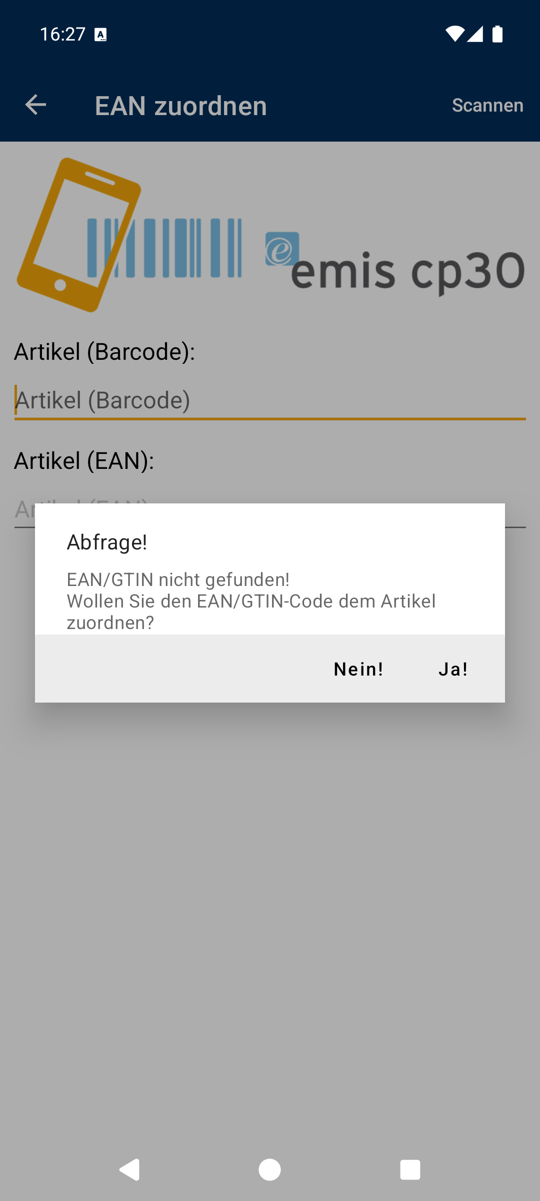 Abfrage EAN zuordnen