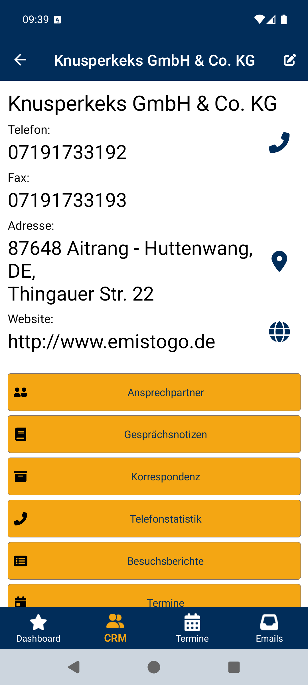 Adresse – Kopfbereich