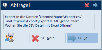 Abfrage nach dem Export