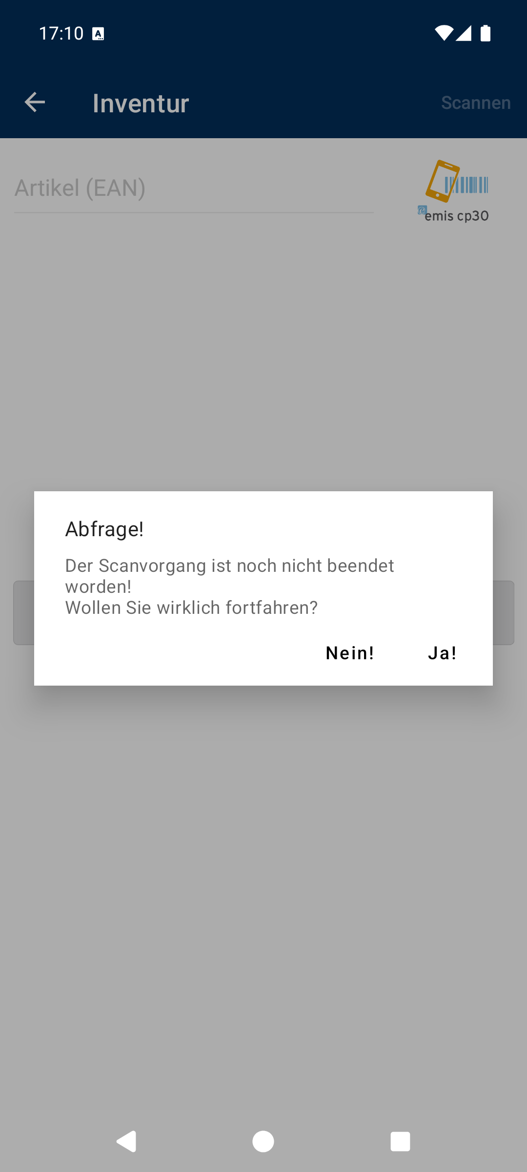 Abfrage beim Abschließen