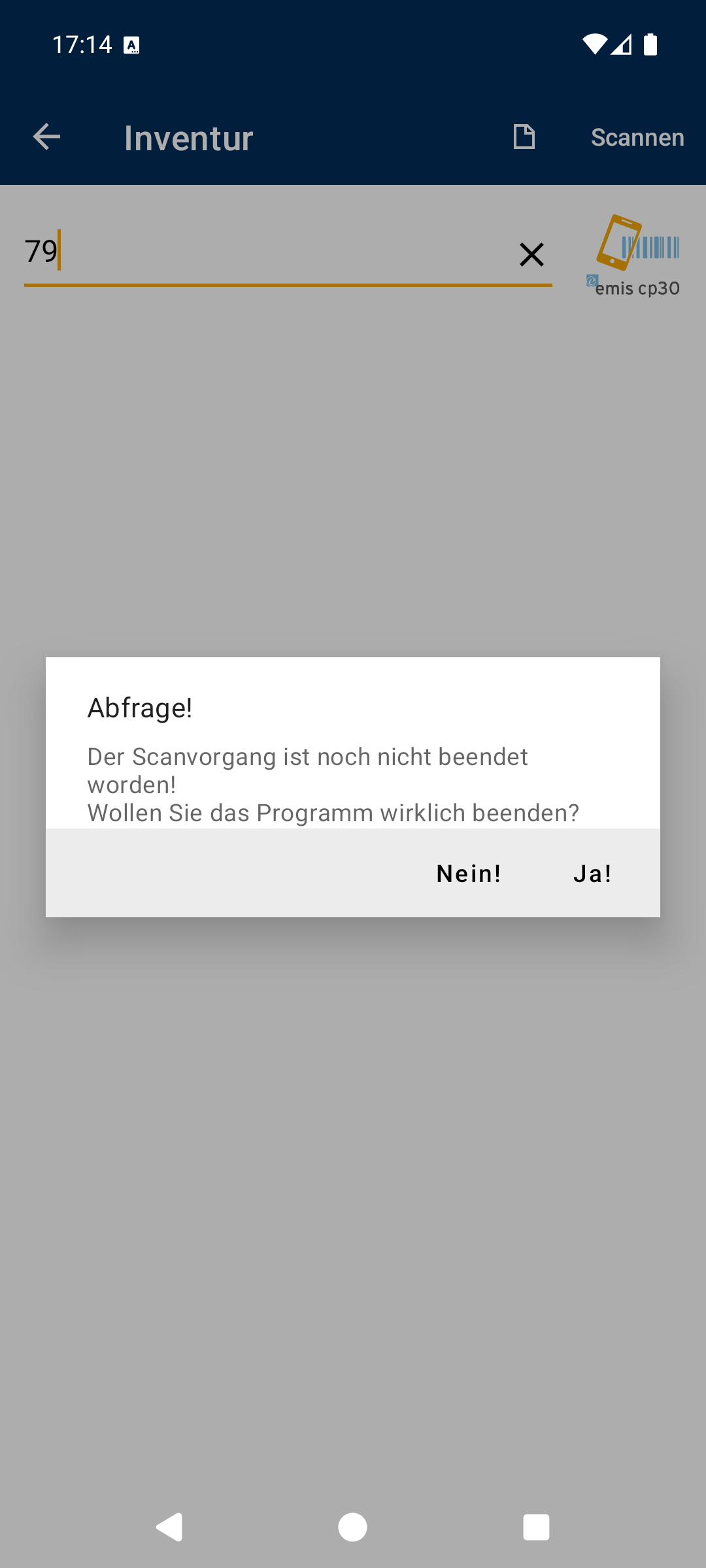 Abfrage beim Abbrechen