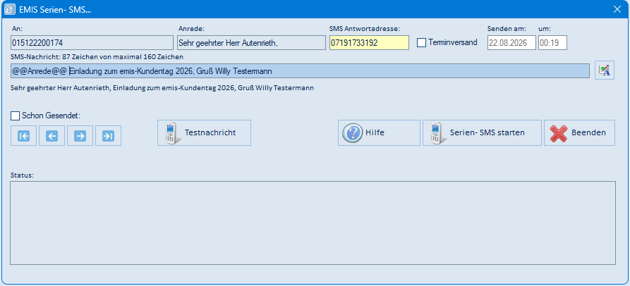 Serien-SMS-Editor
