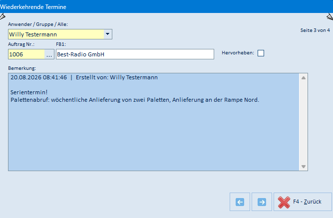 Wiederkehrende Termine, Schritt 3