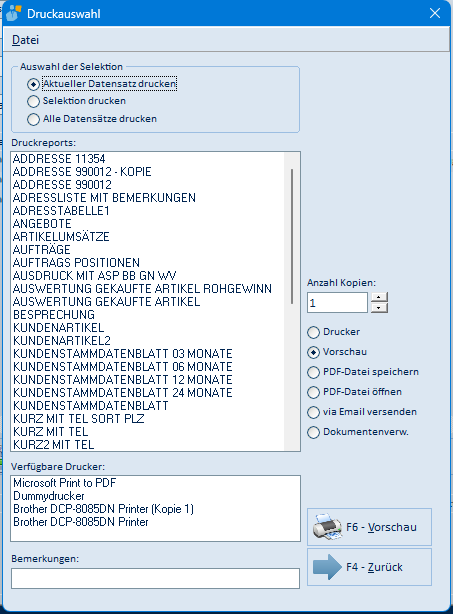 Druckauswahl